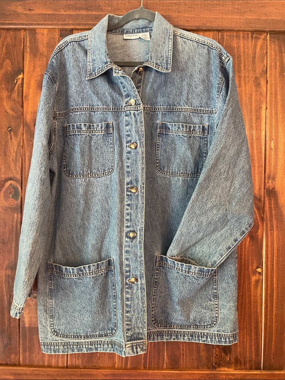 Vintage Cabin Creek Classic Blue Denim Button-Front Jean Jacket 100% Cotton